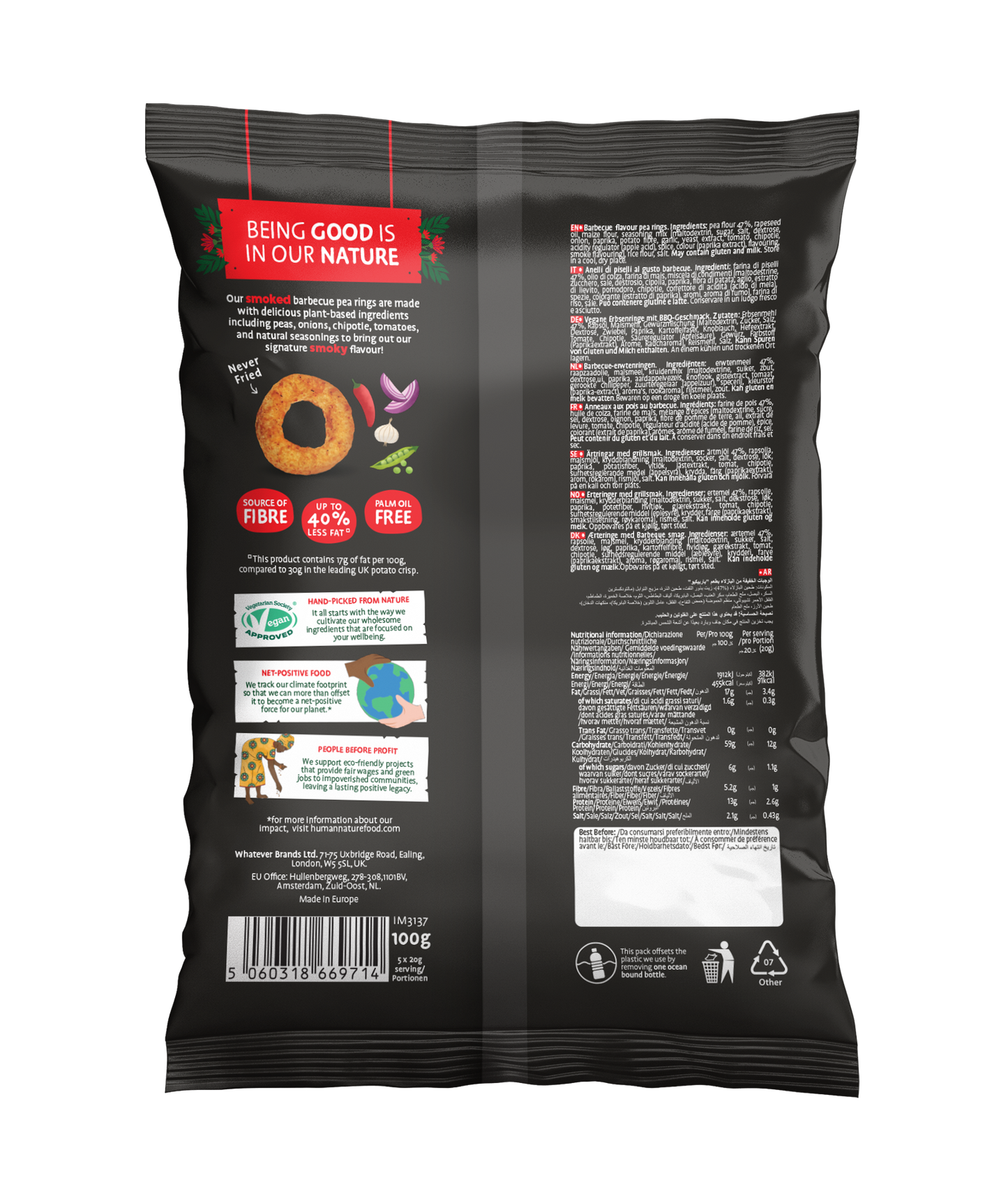 Human Nature Smoky BBQ Pea Snacks (10 x 100g)