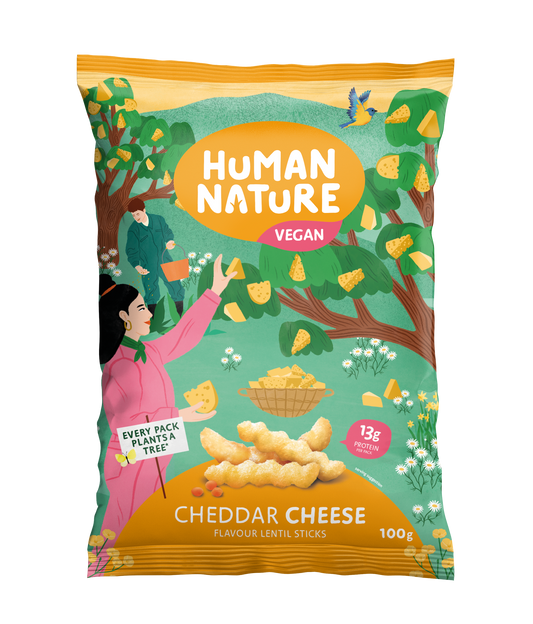Human Nature Vegan Cheddar Cheese Lentil Snacks 10 x 100g