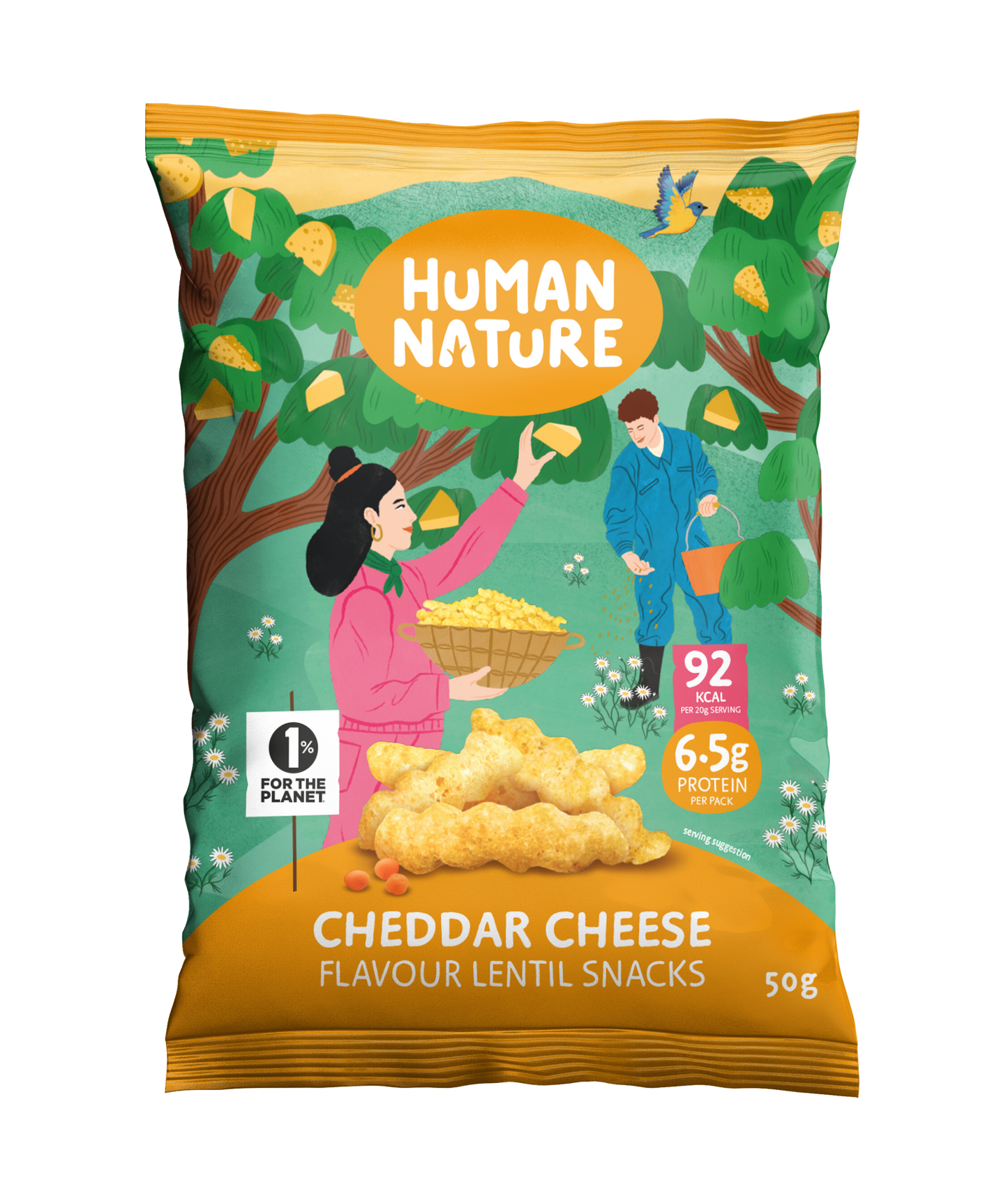 Human Nature Vegan Cheddar Cheese Lentil Snacks 10 x 50g