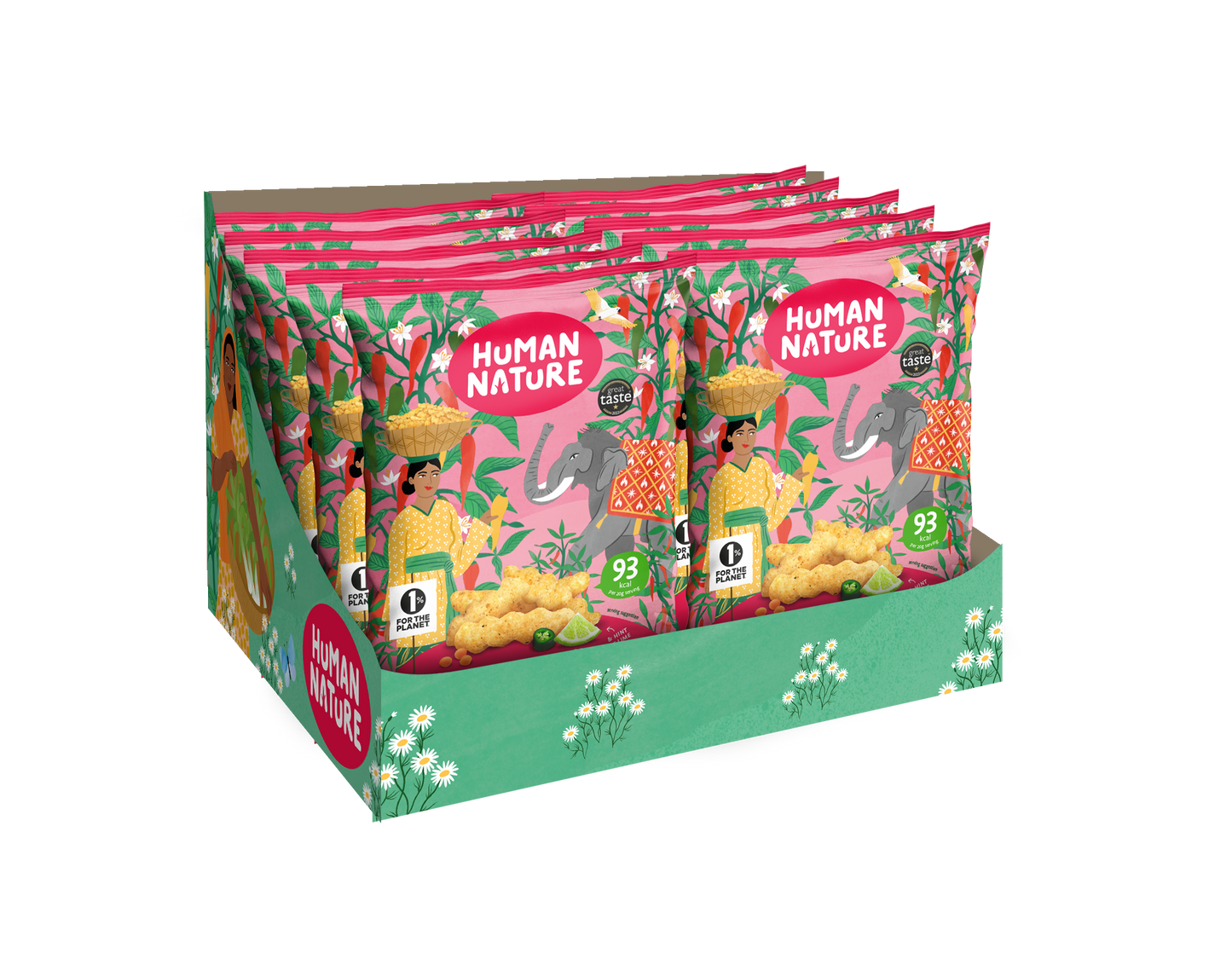 Human Nature Hot Jalapeño & Lime Lentil Snacks 10 x 50g