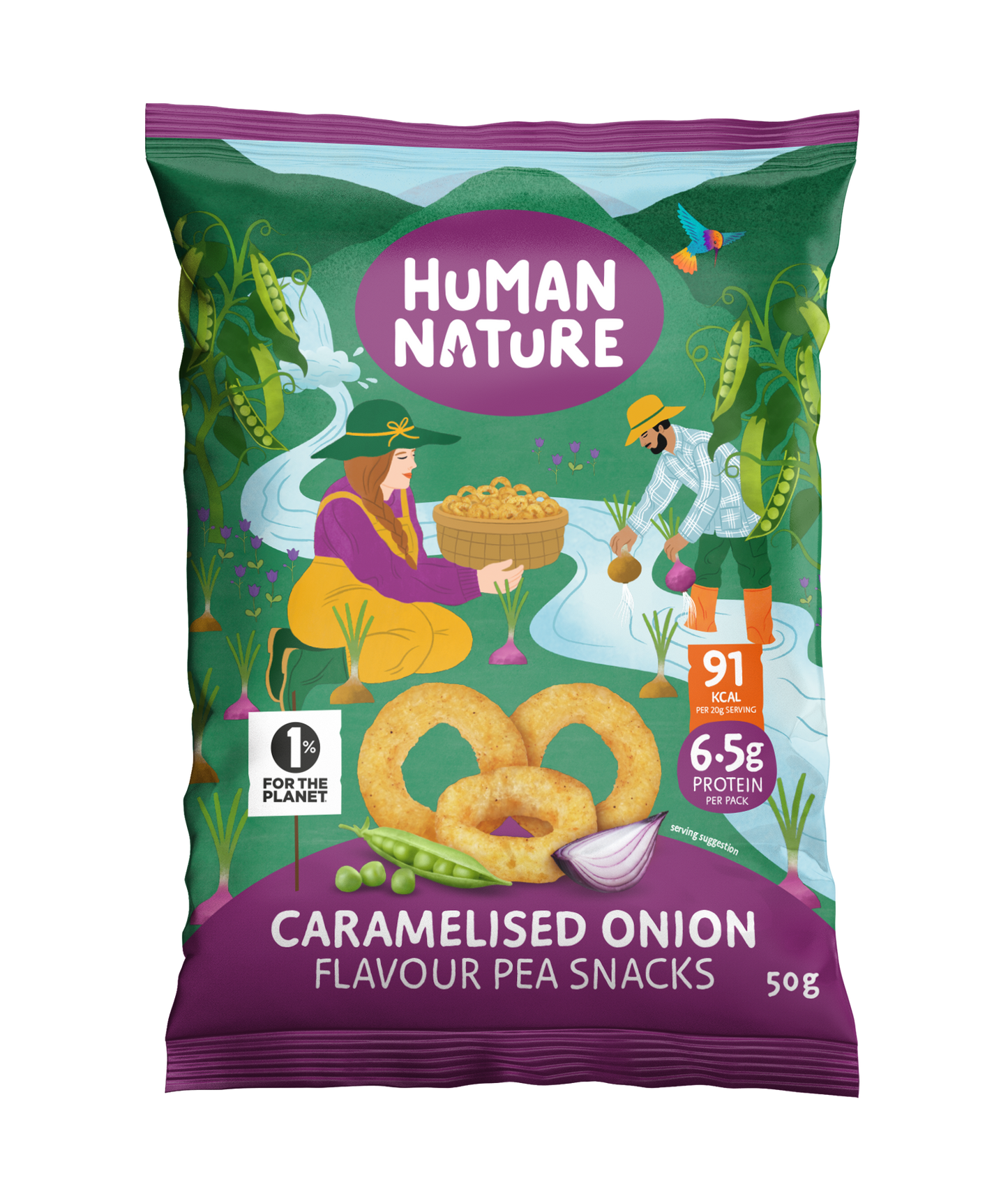 Human Nature Caramelised Onion Pea Snacks 10 x 50g